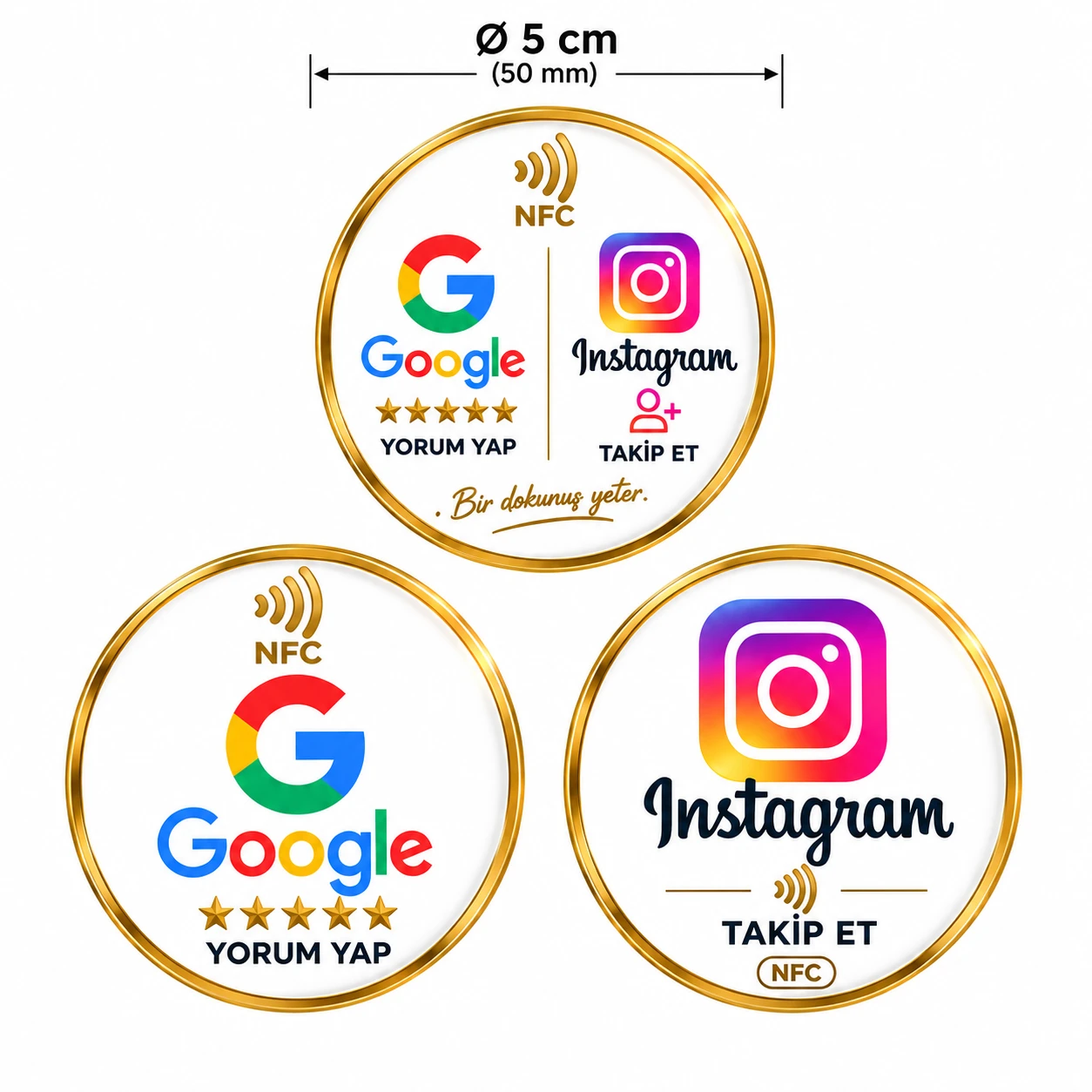 Google yorum ve Instagram NFC kartları